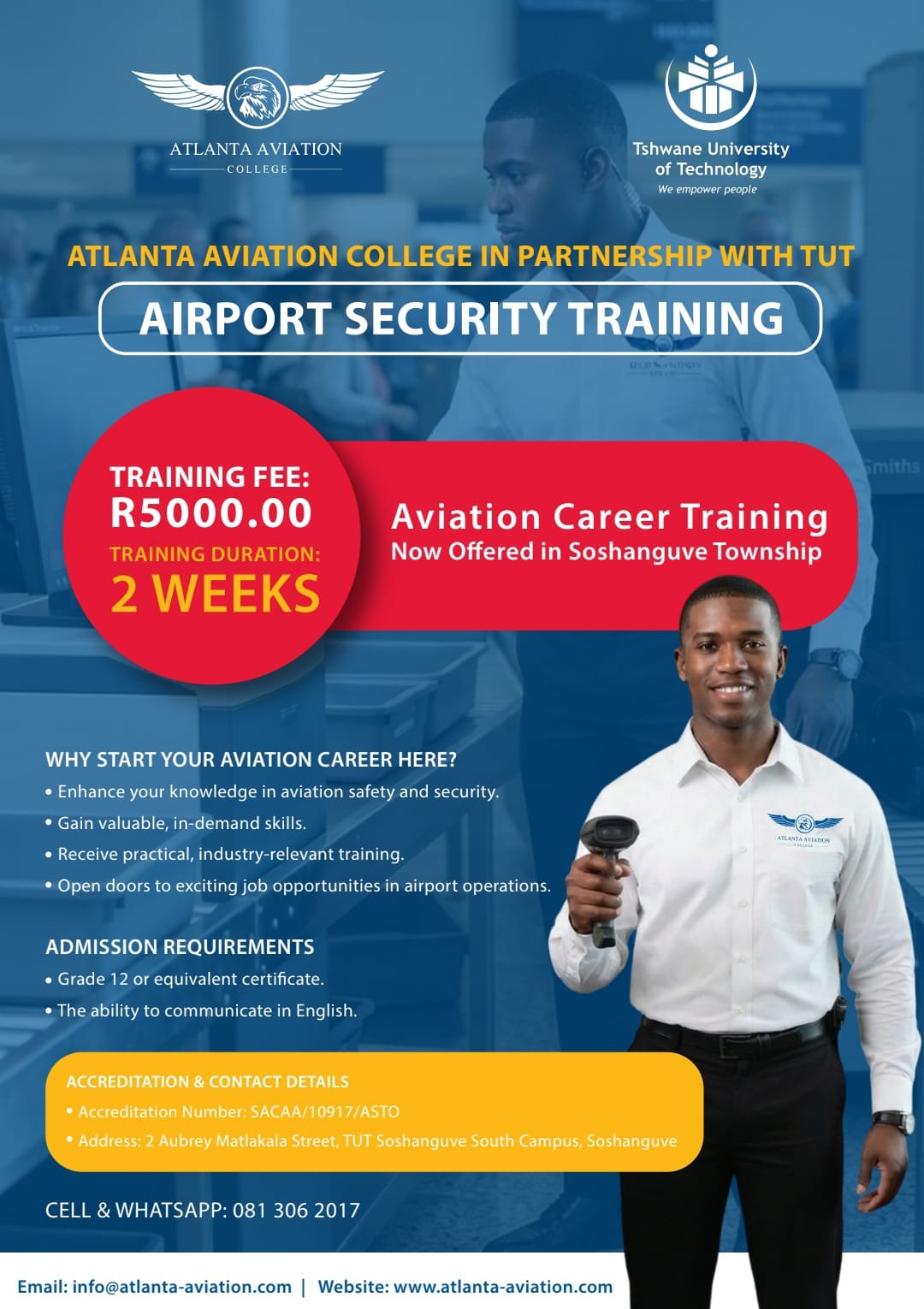 Airport security training course at TUT Soshanguve South Campus by Atlanta Aviation College, SACAA accredited