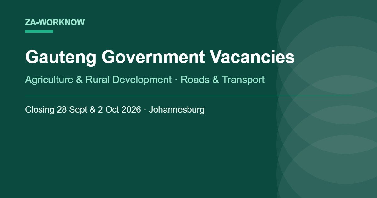 Gauteng Government Vacancies September 2026: Director and Chief Director Posts