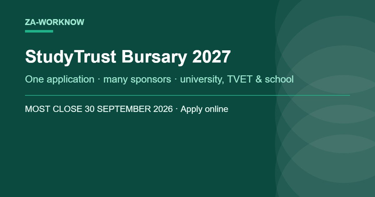 StudyTrust Bursary 2027: One Application, Many Sponsors